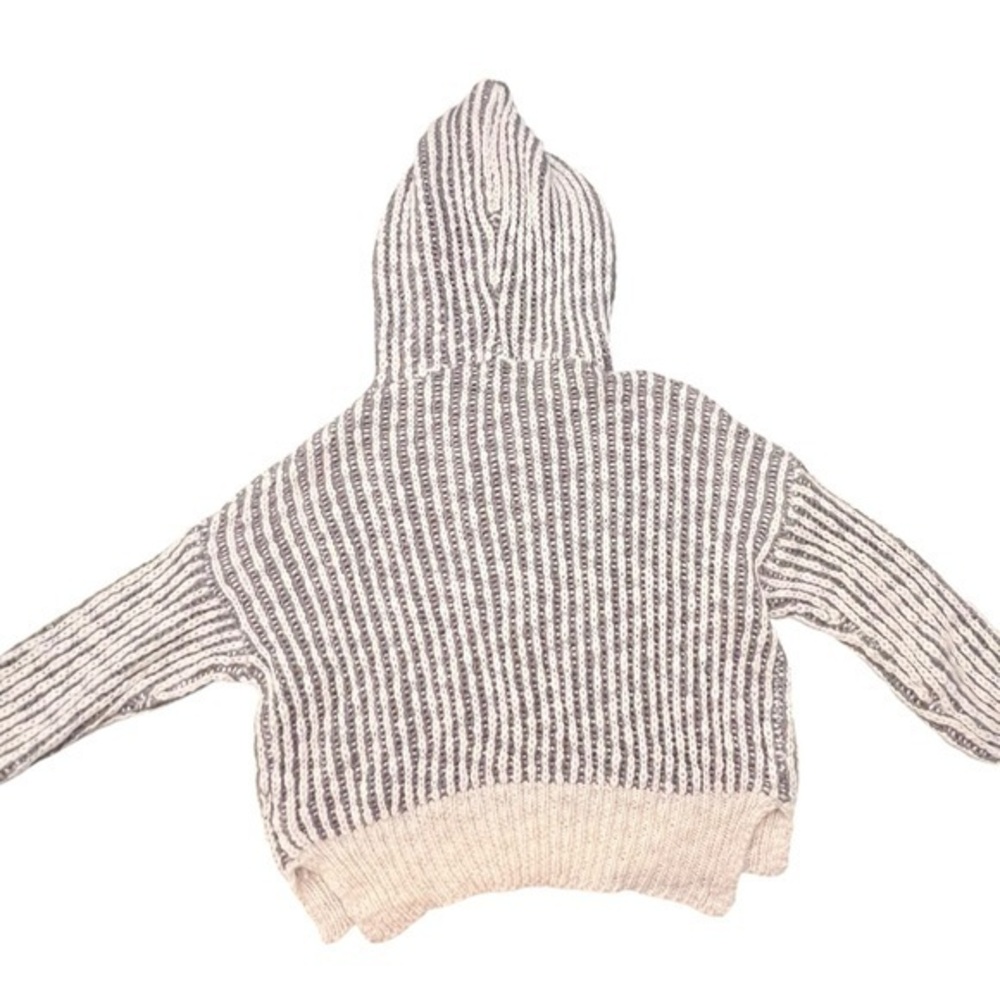 Lala Hoodie POL Thick Knit Wool Blend Sweater Drop Shoulder Small NWT Grey White - Picture 13 of 13